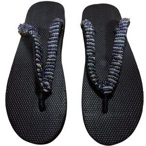 Beaded Flip Flops for Women Summer Style Sandals - (Silver with Multicolor)